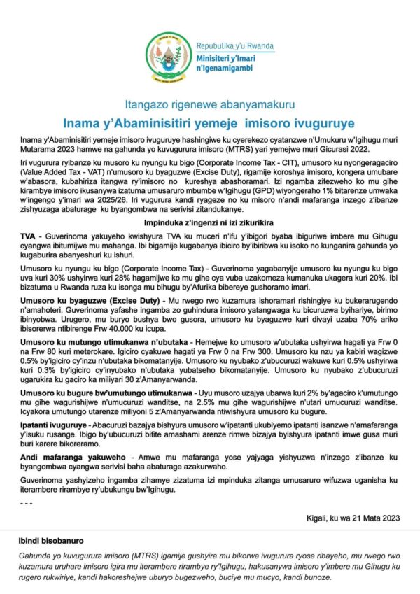Imisoro mu Rwanda yavuguruwe | IMBERE