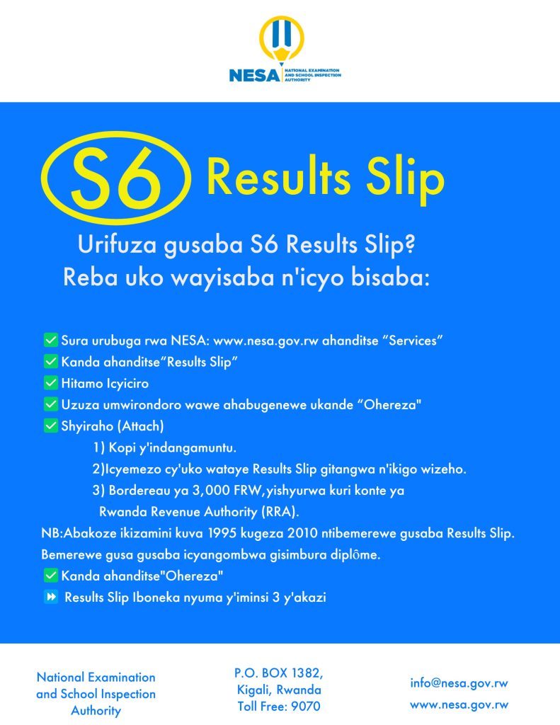 Uburyo bwo gusaba Results Slip
