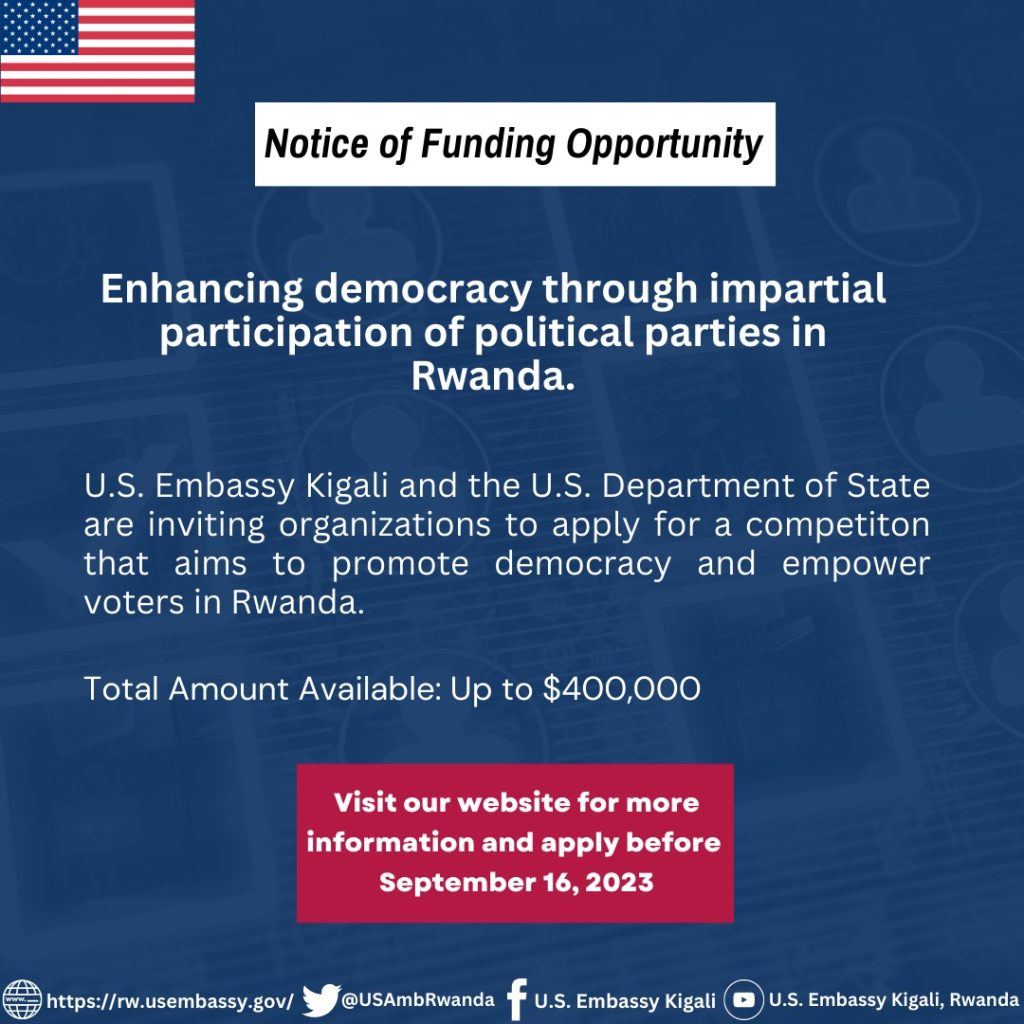 Notice of Funding Opportunity at US Embassy in Kigali Rwanda