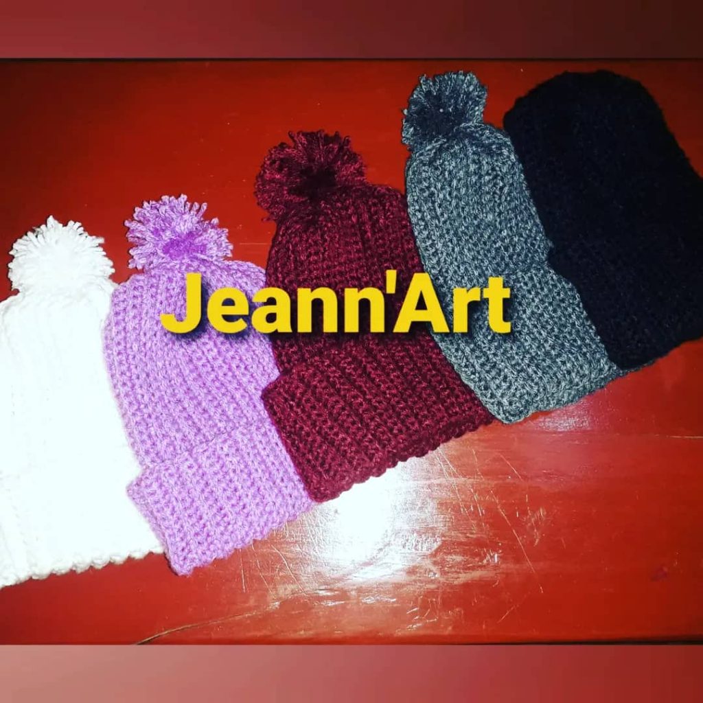 Handmade beanies with different colors